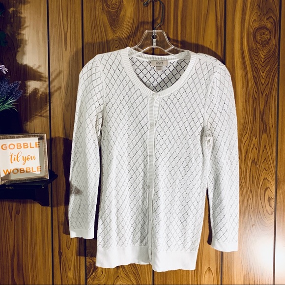 LOFT Sweaters - Ann Taylor Loft Sweater White Button Up